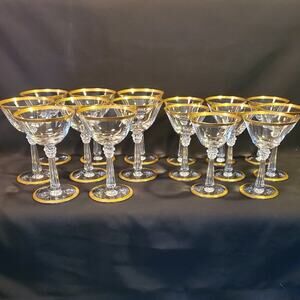16 pc Vintage Fostoria Champagne n Cocktail Glasses in Simplicity Mint